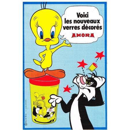 Adhésif Titi et Gros Minet verres Amora