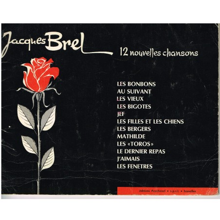 LIVRET DE PARTITIONS de Jacques BREL -  12 NOUVELLES CHANSONS