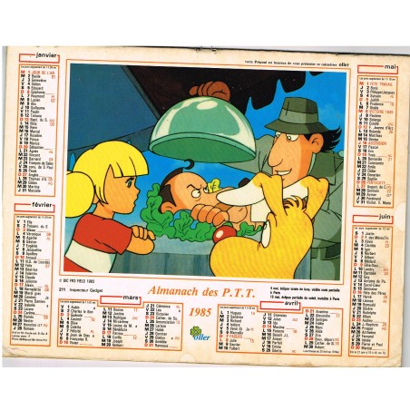 CALENDRIER 1985 - INSPECTEUR GADGET - RECTO