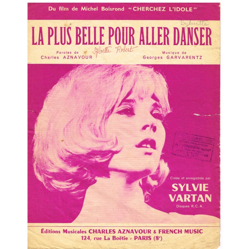 PARTITION DE SYLVIE VARTAN - LA PLUS BELLE POUR ALLER DANSER