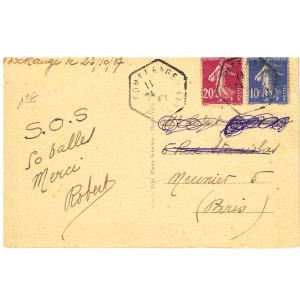 CARTE POSTALE ANCIENNE BOCKANGE VERSO CACHET HEXAGONAL