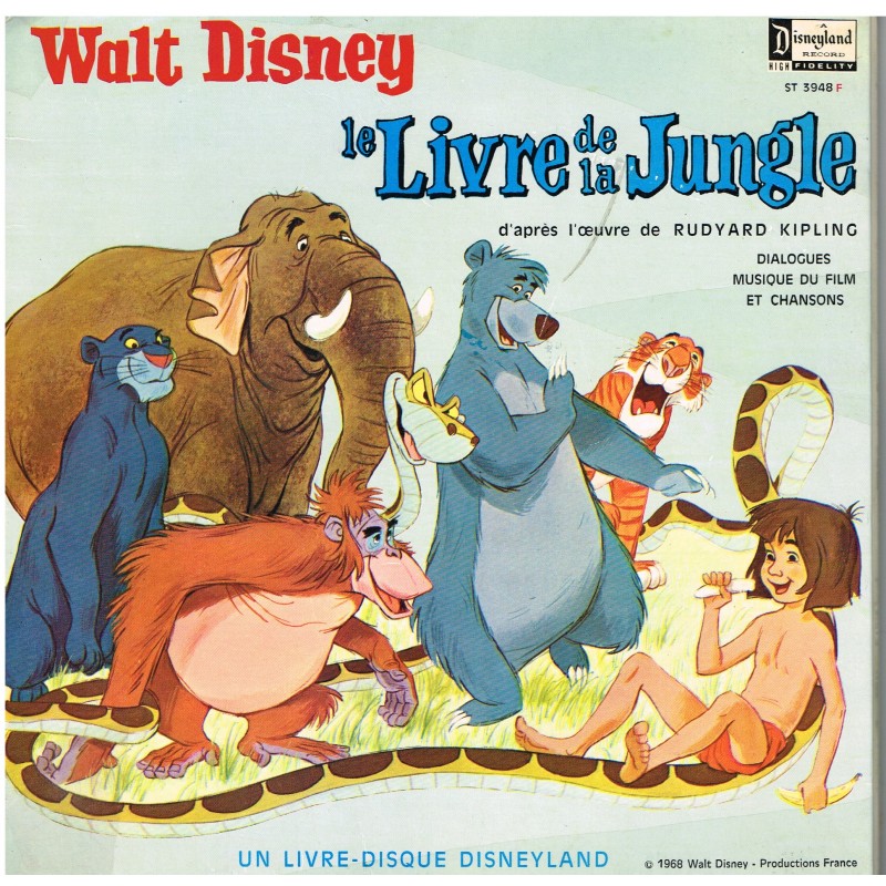 LIVRE-DISQUE 33 TOURS 25 cm LE LIVRE DE LA JUNGLE - WALT DISNEY