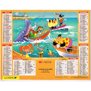 CALENDRIER ALMANACH DU FACTEUR 1994 LA BANDE A DINGO (DISNEY) - VERSO