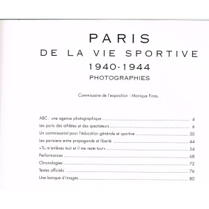 LIVRE PARIS DE LA VIE SPORTIVE 1940 - 1944 - SOMMAIRE