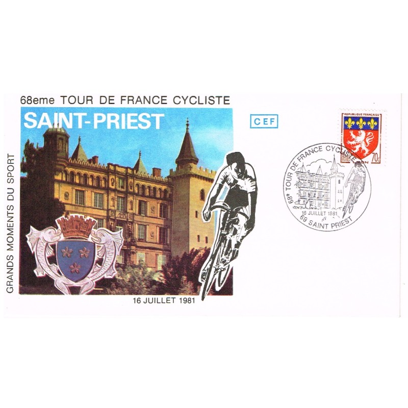 OBLITERATION TOUR DE FRANCE CYCLISTE SAINT- PRIEST 1981