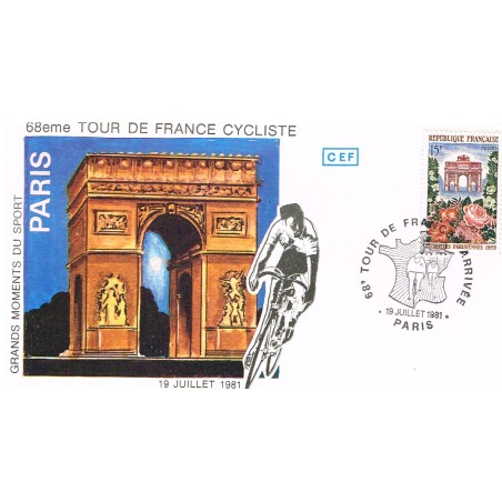 OBLITERATION TOUR DE FRANCE PARIS ARRIVEE 19-07- 1981
