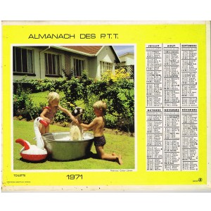 CALENDRIER ALMANACH 1971 TOILETTE - VERSO