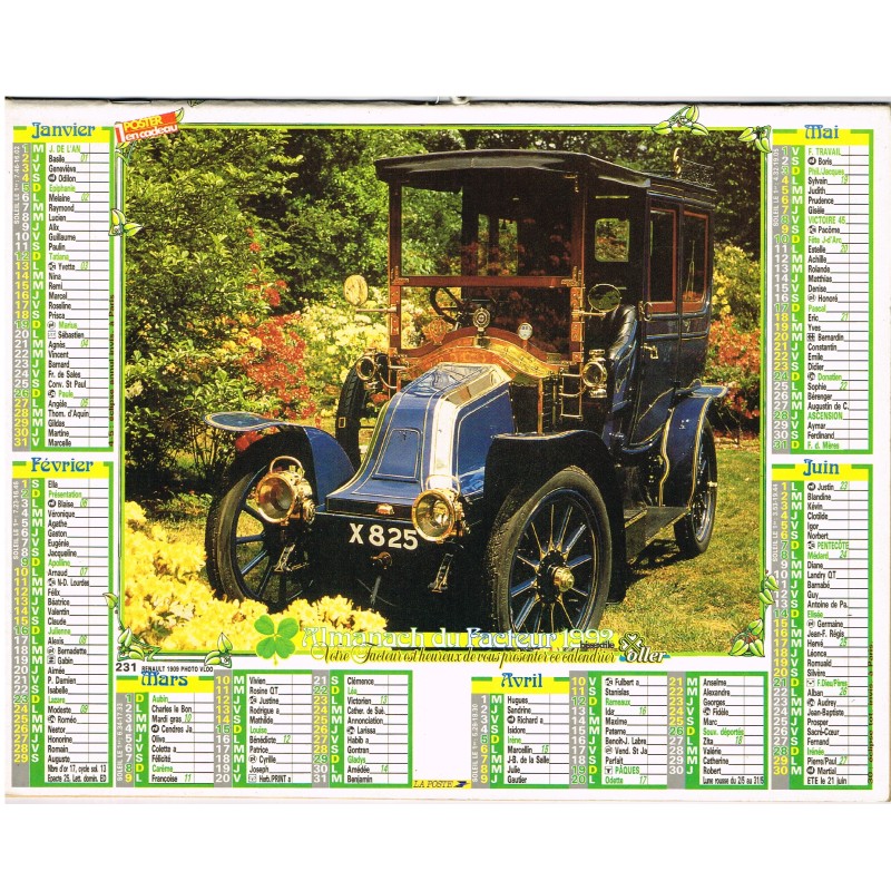 CALENDRIER 1992  RENAULT 1909  - RECTO