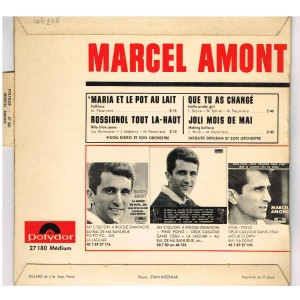 DISQUE 45 TOURS 17 cm EP - BIEM - MARCEL AMONT - MARIA ET LE POT AU LAIT - VERSO
