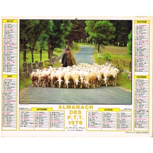 CALENDRIER 1976  LE BERGER ET SES MOUTONS VERSO