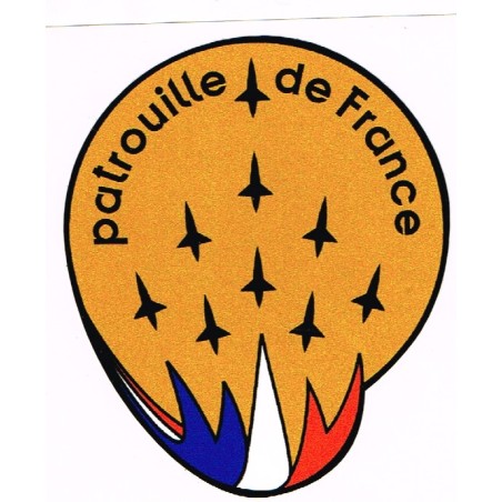 AUTOCOLLANT DE LA PATROUILLE DE FRANCE AVEC 9 AVIONS - FOND OCRE