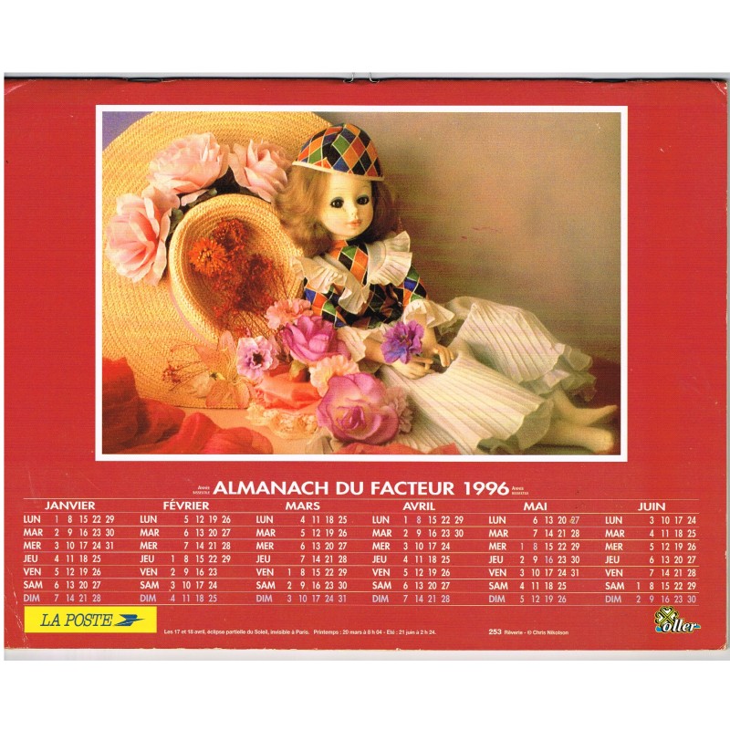 CALENDRIER 1996 - REVERIE DE POUPEE -  RECTO