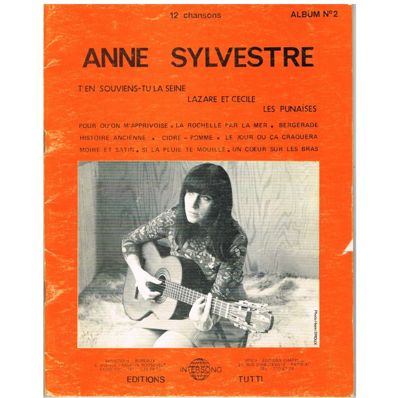 LIVRE DE 12 PARTITIONS de ANNE SYLVESTRE