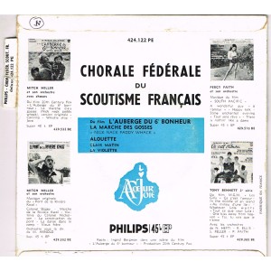 DISQUE 45 TOURS BIEM CHORALE FEDERALE DU SCOUTISME FRANCAIS - VERSO