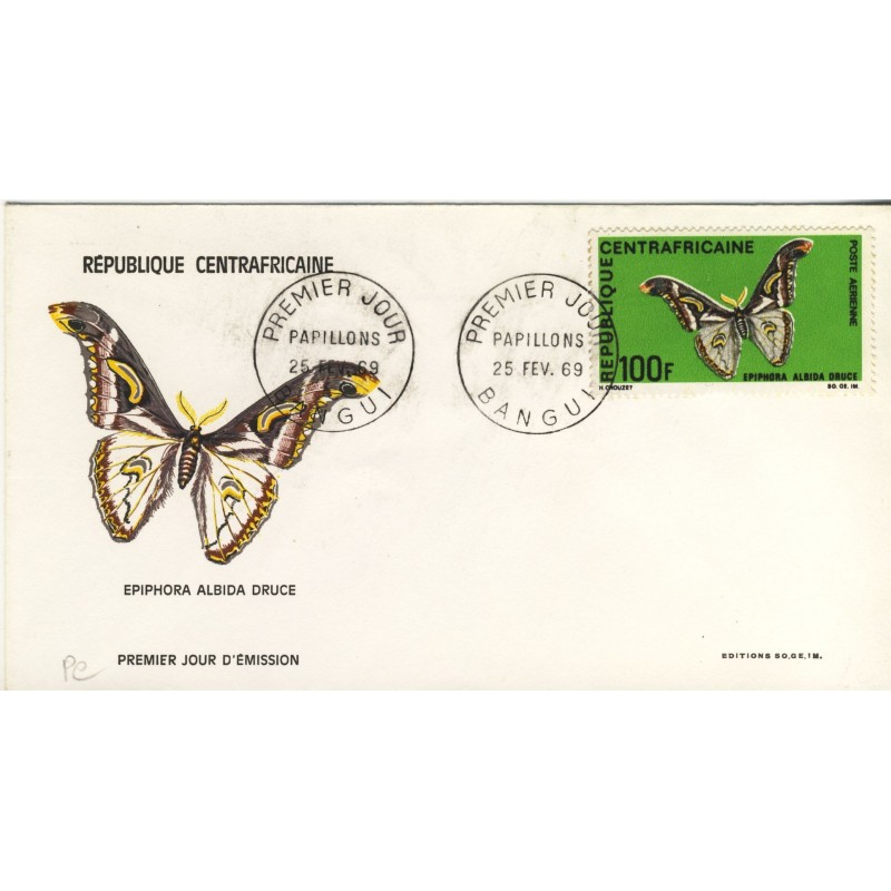 papillon-epiphora-albida-druce-timbre-et-obliteration-1er-jour-de-republique-centrafricaine