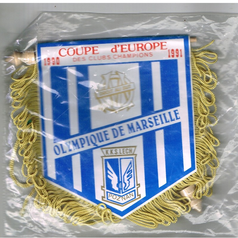 FANION  OLYMPIQUE  MARSEILLE COUPE D'EUROPE 1990-1991 CONTRE POZNAN
