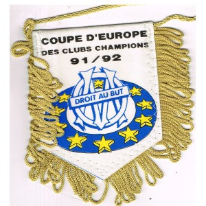FANION OM COUPE D EUROPE 91-92  LOGO ET 10 ETOILES - VERSO