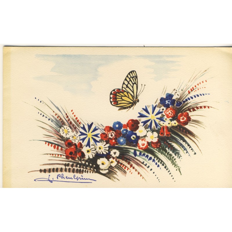 papillon-et-fleurs-sur-telegramme-francais
