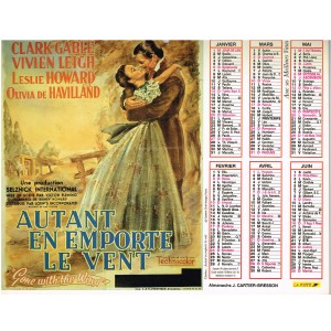 CALENDRIER 1991 - AUTANT EN EMPORTE LE VENT RECTO