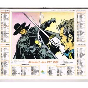 CALENDRIER 1987 ZORRO VERSO