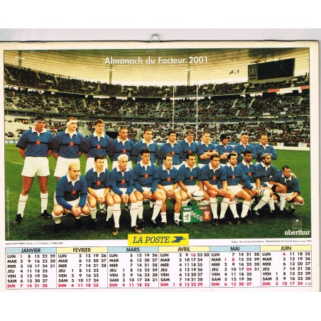 CALENDRIER 2001 TOURNOI DES CINQ NATIONS 1999 - RECTO