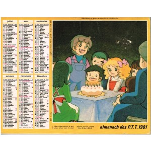 CALENDRIER ALMANACH DES P.T.T. 1981 -  CANDY- VERSO