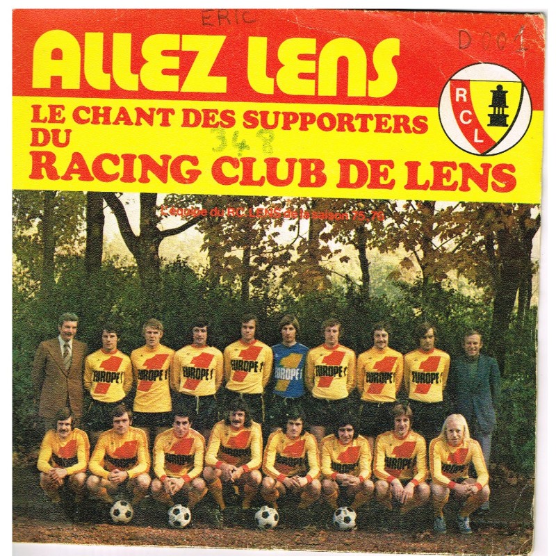 DISQUE  45 TOURS ALLEZ LENS  LE CHANT DES SUPPORTERS