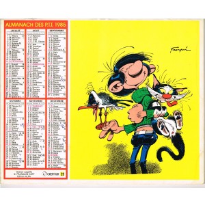 CALENDRIER  1985 GASTON LAGAFFE -   VERSO