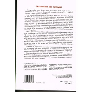 LIVRE - DICTIONNAIRE DES CAMISARDS - VERSO RESUME