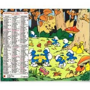 CALENDRIER ALMANACH DES PTT 1984 - LES SCHTROUMPFS - VERSO