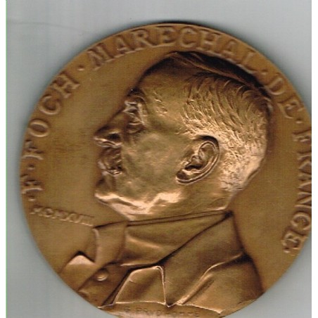 MEDAILLE MARECHAL FOCH BRONZE EN RELIEF : recto