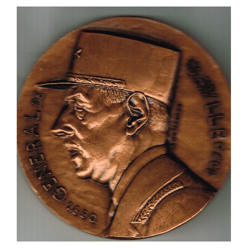 MEDAILLE MEMORIAL DU GENERAL DE GAULLE BRONZE - recto
