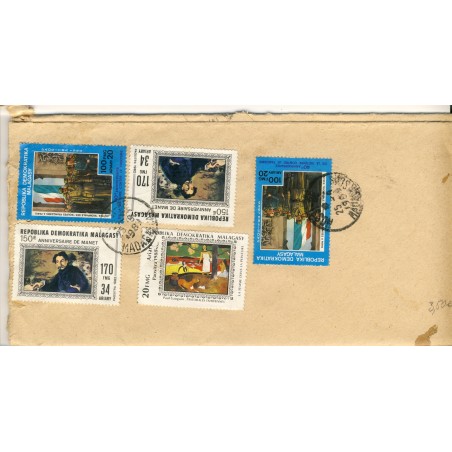 5-timbres-sur-lettre-gauguin-manet-de-gaulle-sur-lettre-de-madagascar