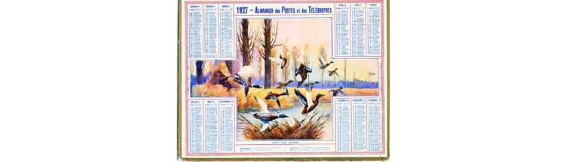 calendriers de 1920 à 1929